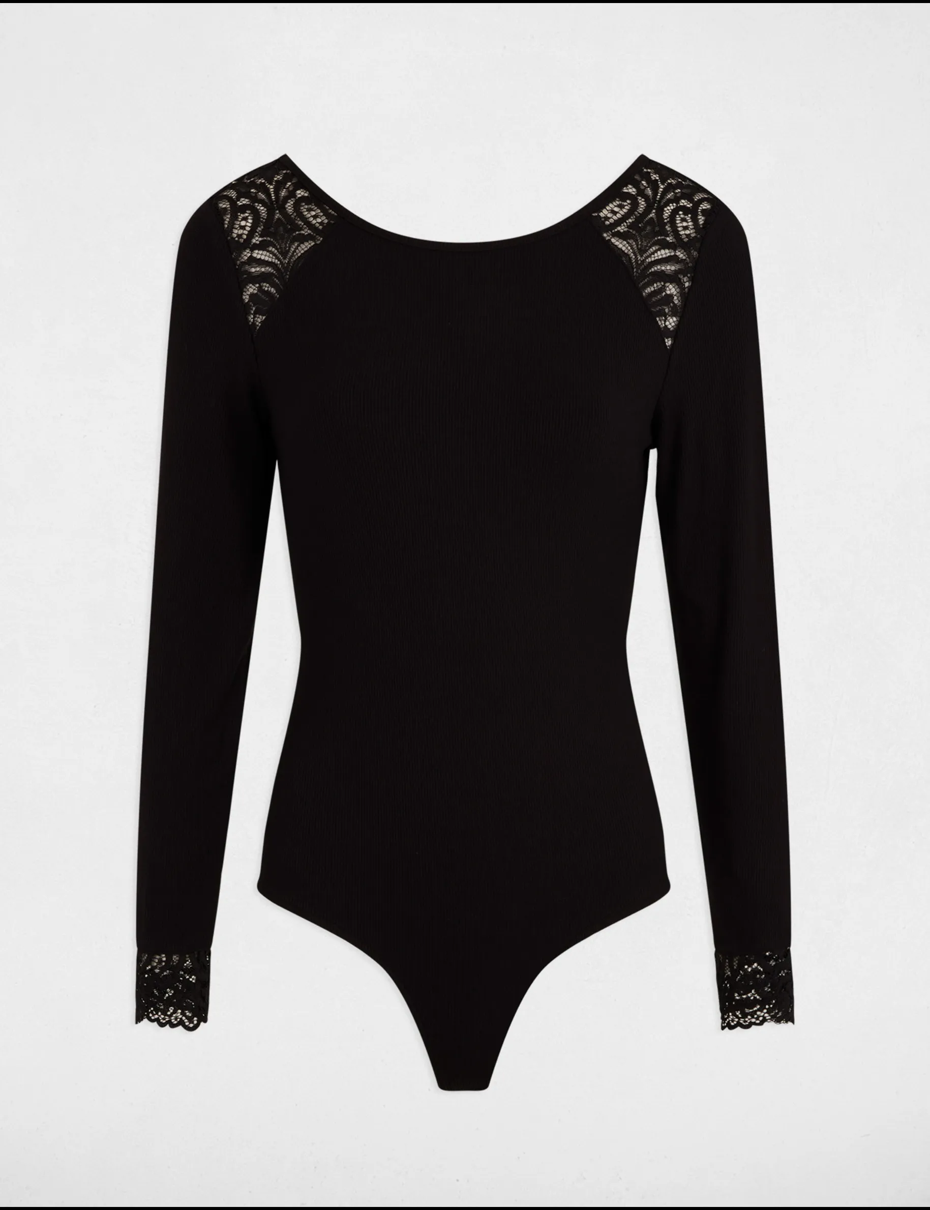 Ribbed body long sleeves black women