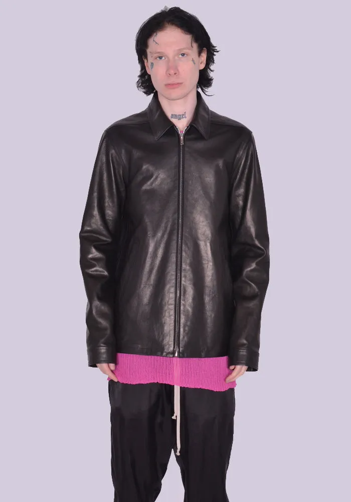 RICK OWENS MEN RU01C4766 LNV BRAD LEATHER JACKET BLACK