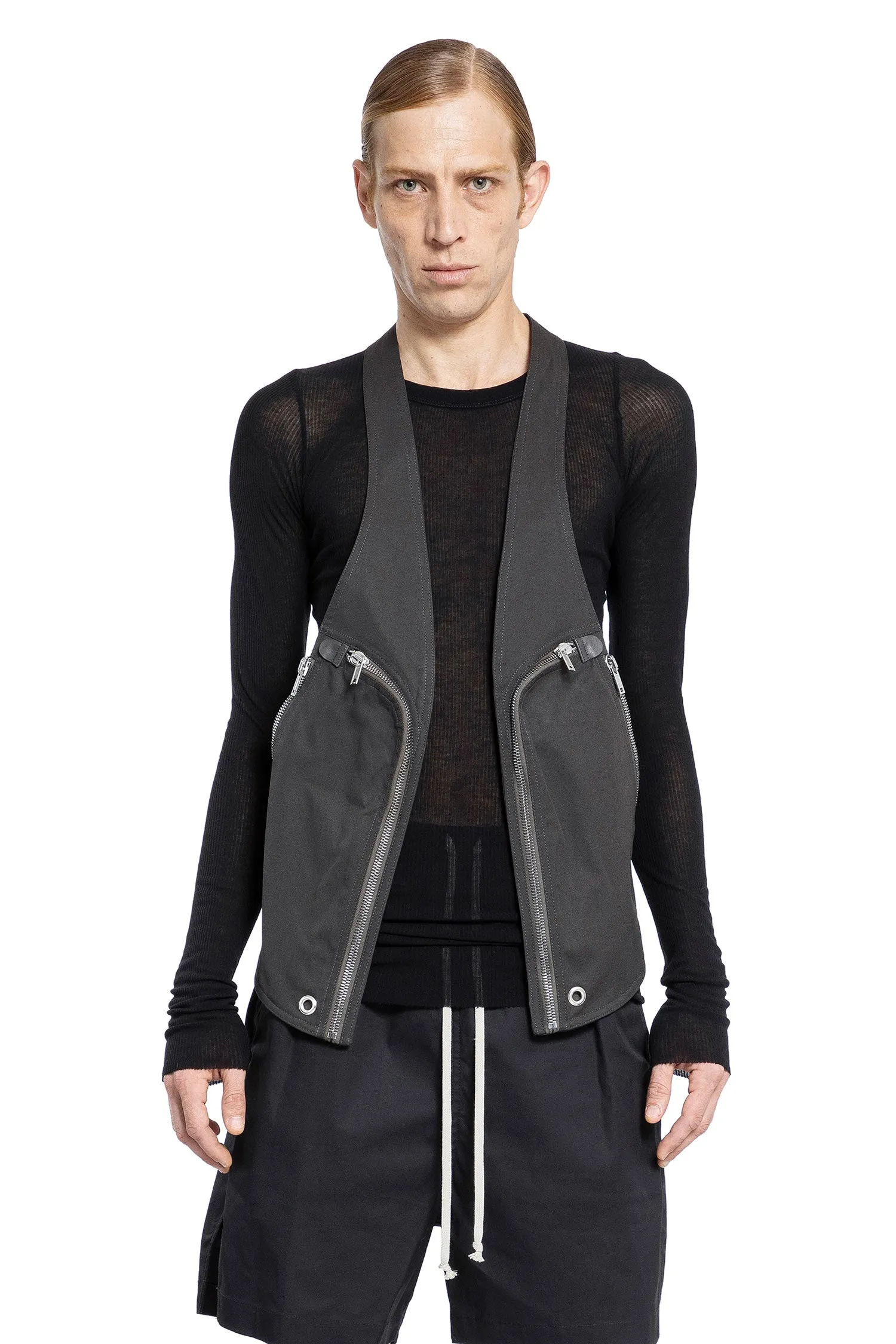 rick owens porterville bauhaus vest in heavy cotton poplin