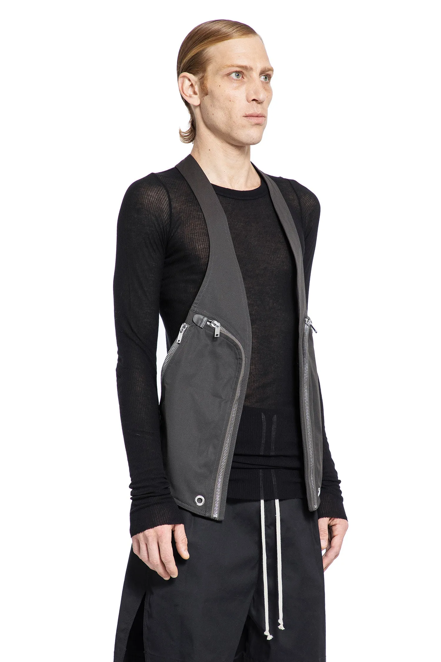 rick owens porterville bauhaus vest in heavy cotton poplin