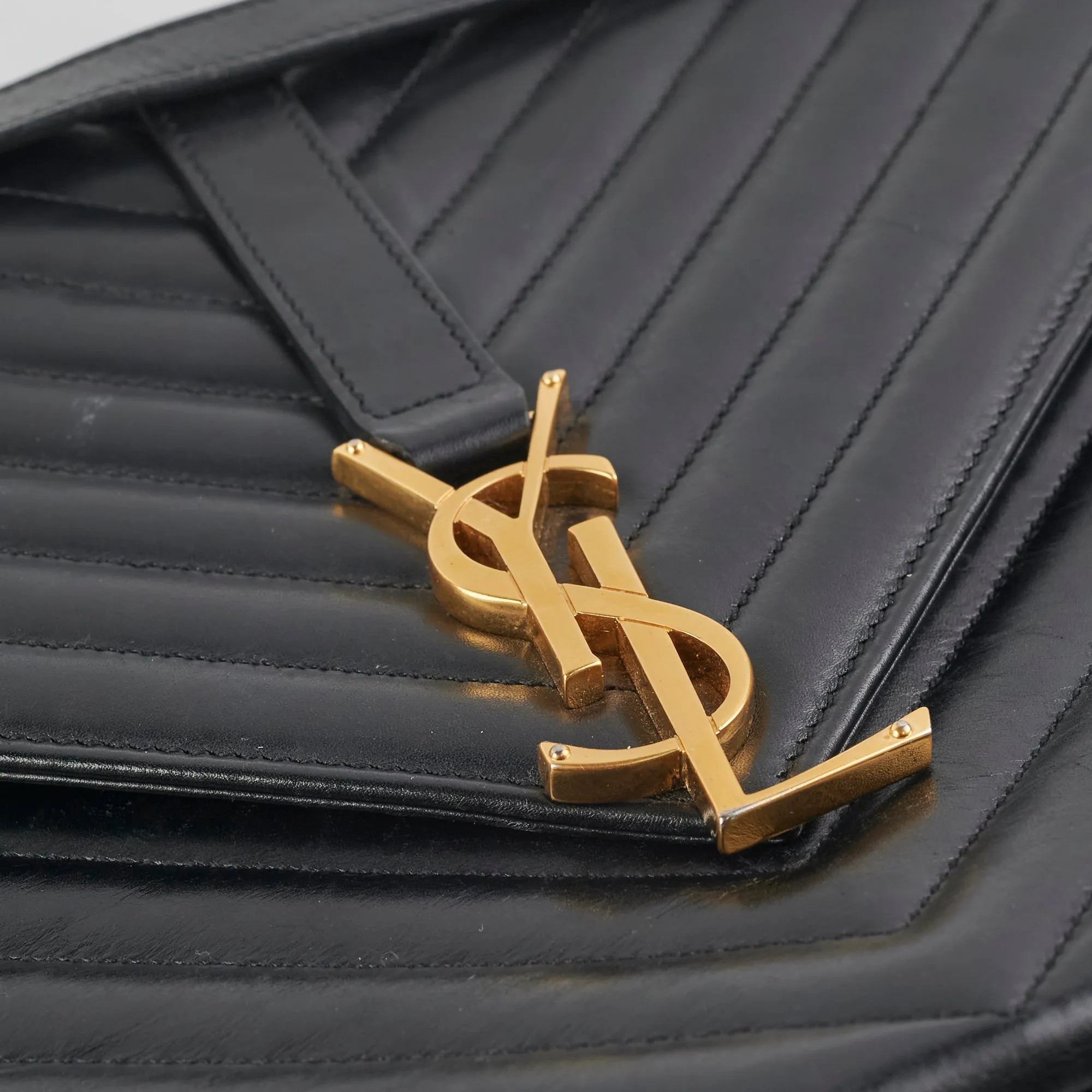 Saint Laurent Large Envelope Leather Black Shoulder Bag