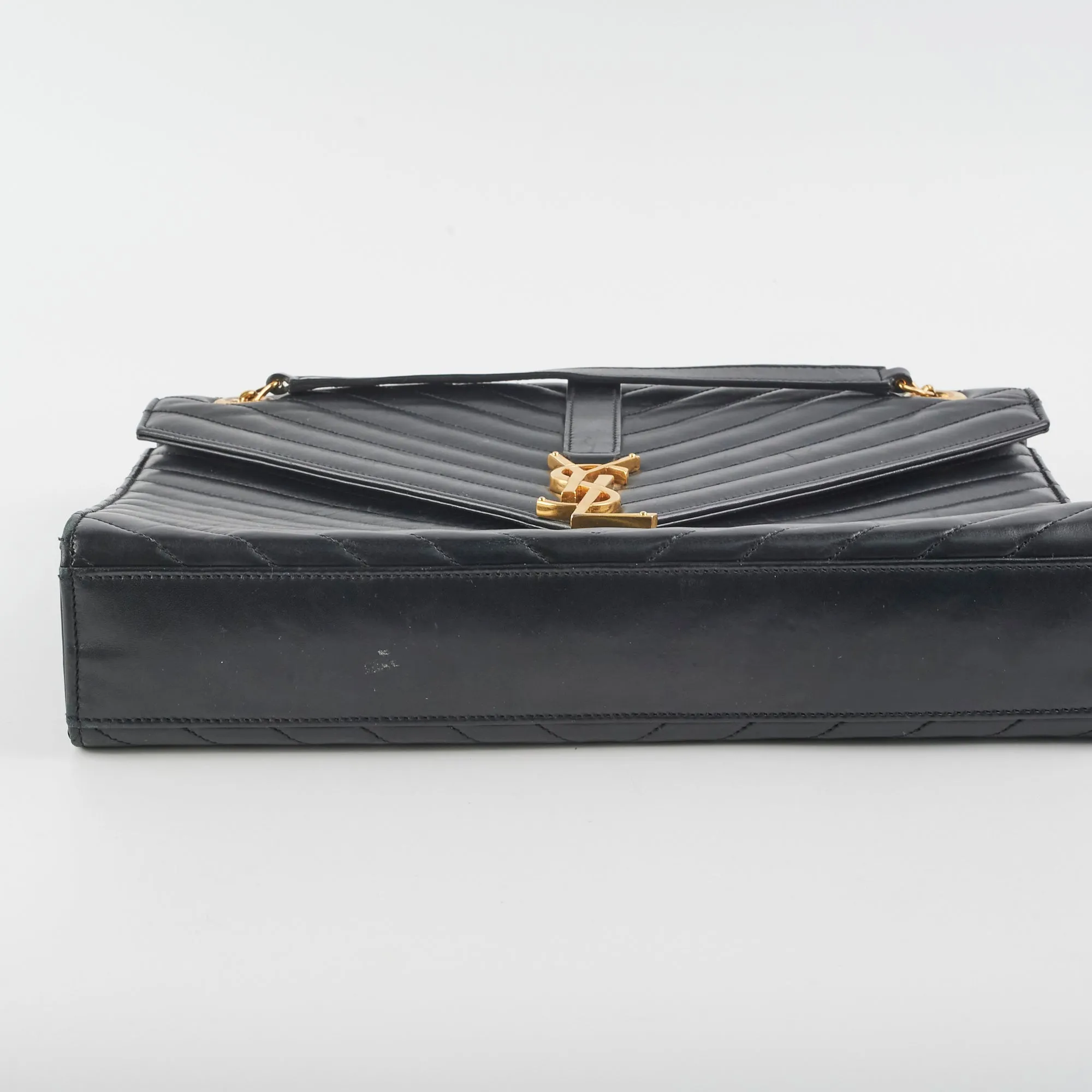 Saint Laurent Large Envelope Leather Black Shoulder Bag