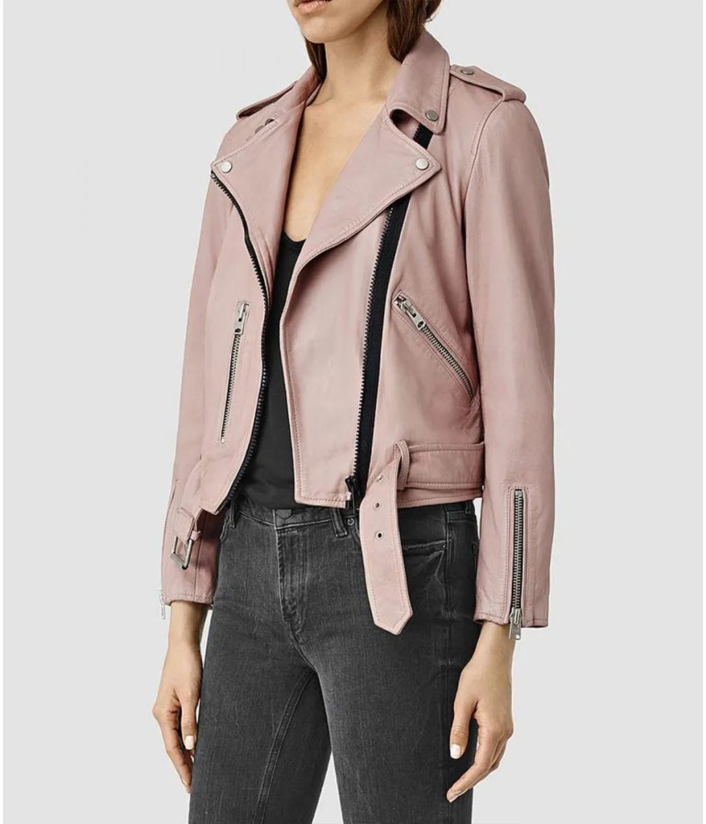 Sarah Goldberg Barry Season 3 Biker Pink Leather Jacket