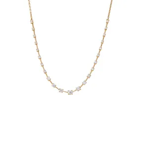 Scattered Stones X Bar Half Tennis Necklace | 1 Carat Diamonds | 14K Gold Plated