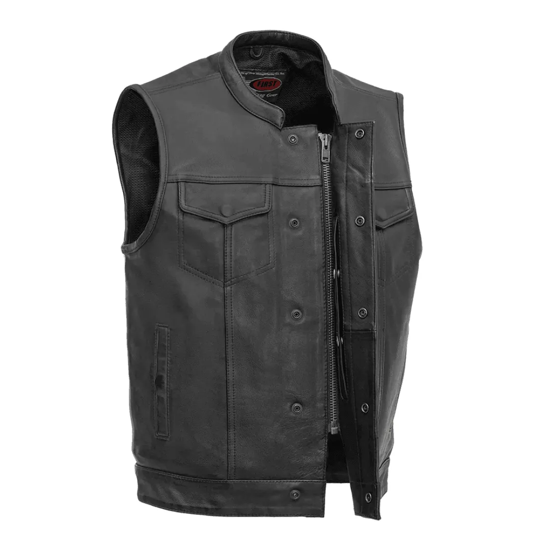 Sharp Shooter Premium Mens Leather Club Style Vest