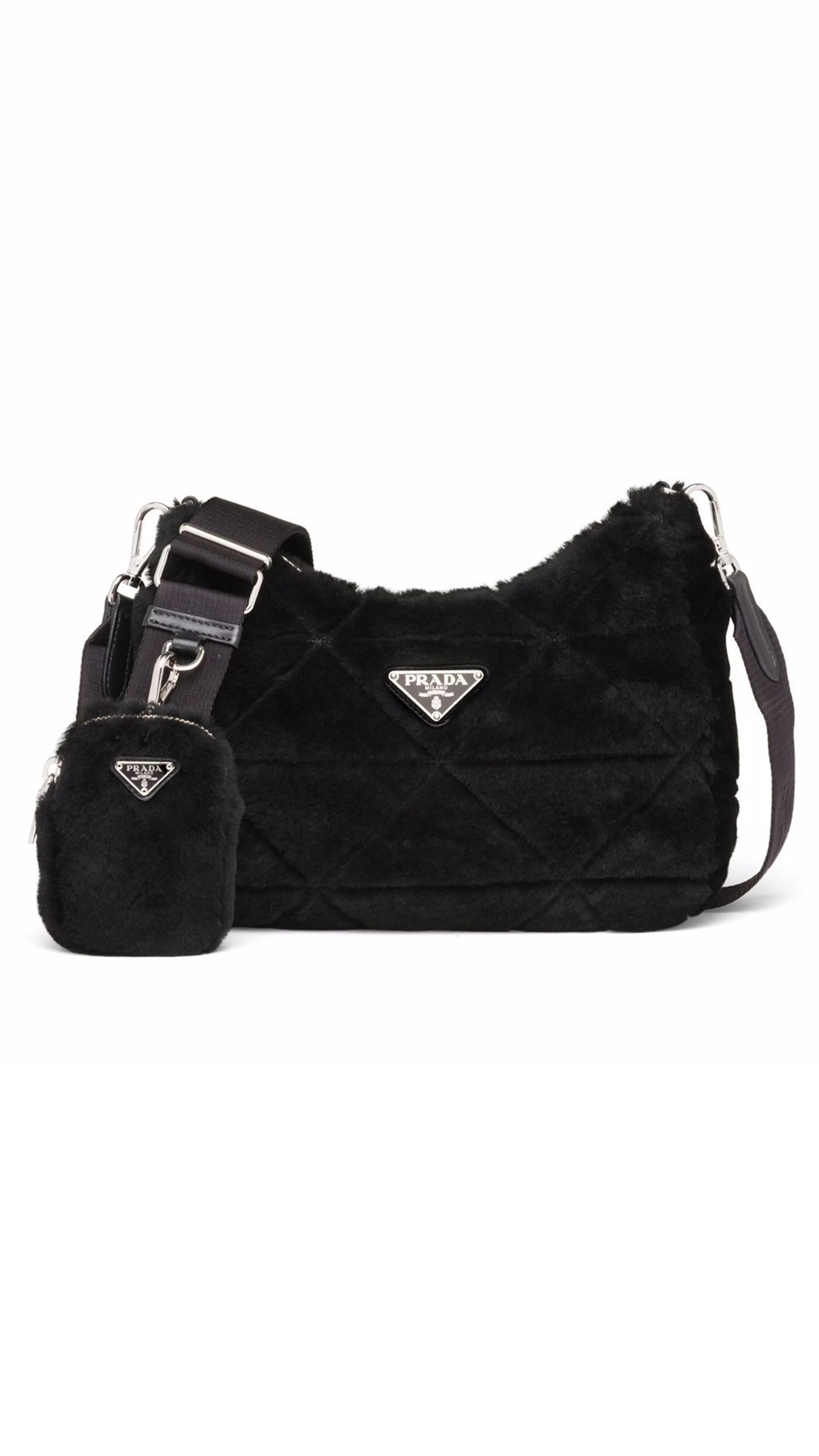 Shearling Shoulder Bag - Black