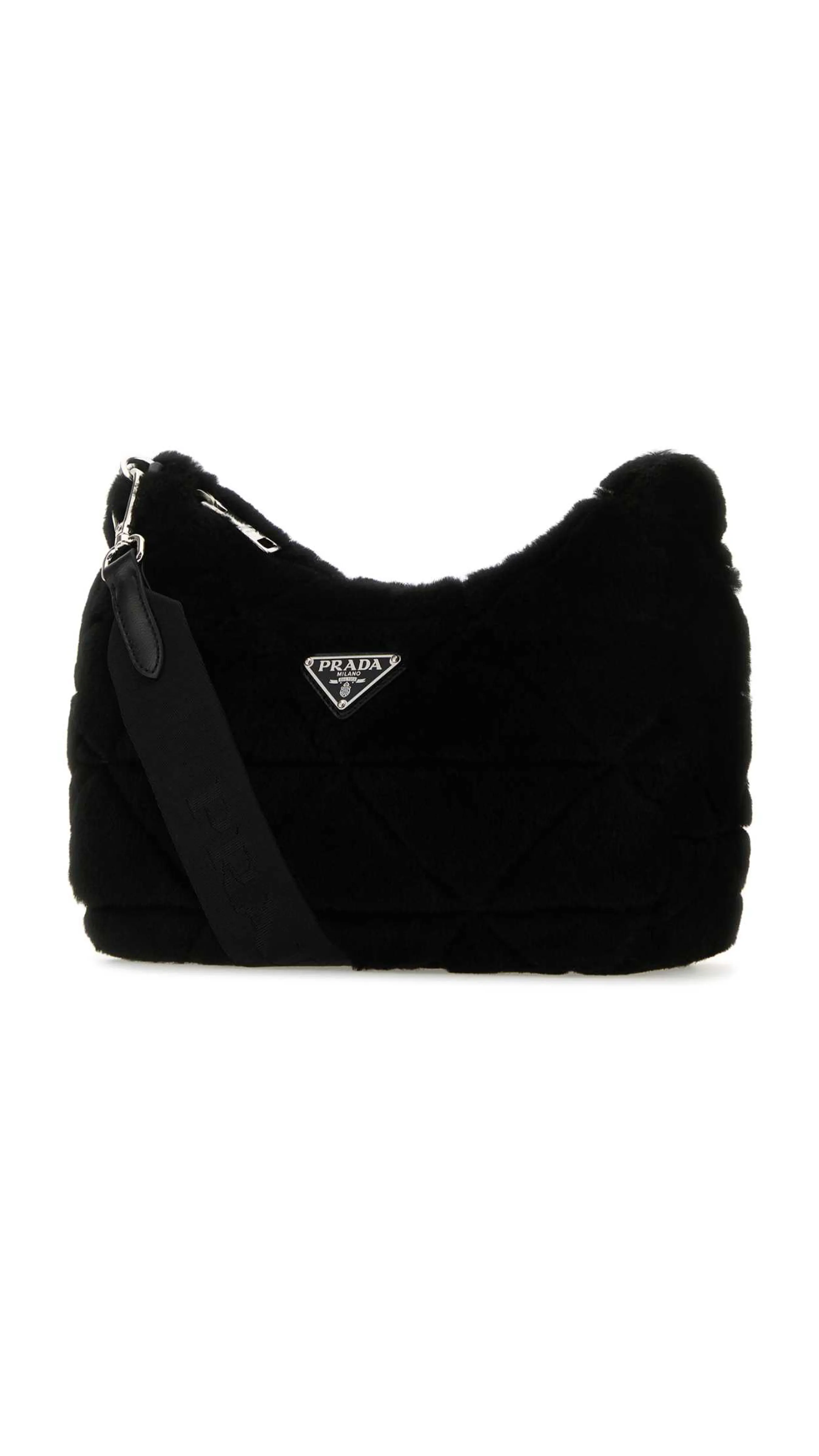 Shearling Shoulder Bag - Black