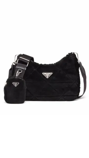 Shearling Shoulder Bag - Black