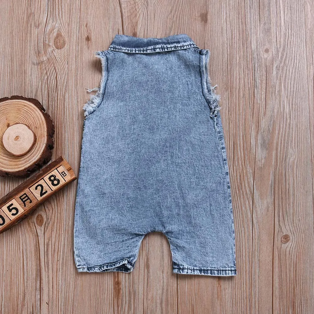 Short-sleeve Denim Romper d1