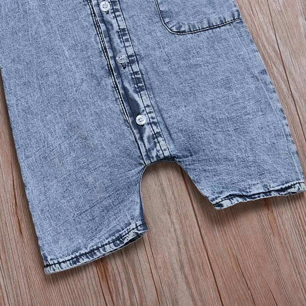 Short-sleeve Denim Romper d1