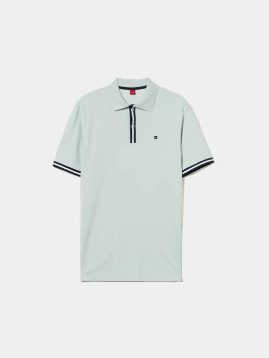 Short-sleeved cotton polo with stripes