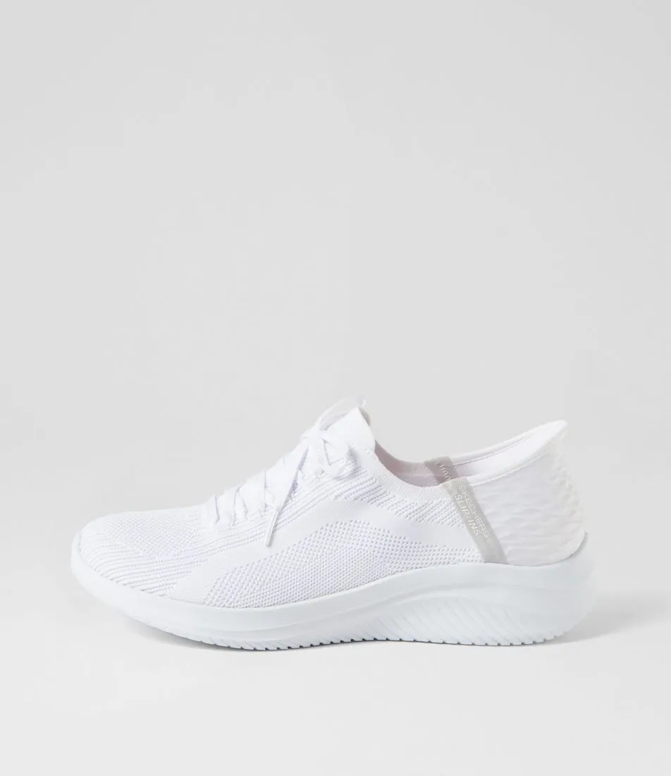 SKECHERS Ultra Flex 3 White Fabric Sneakers