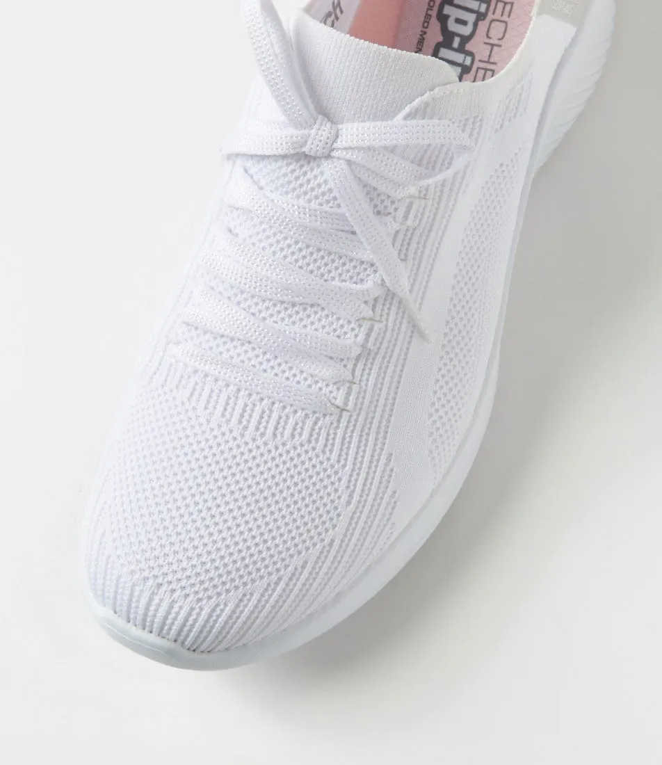 SKECHERS Ultra Flex 3 White Fabric Sneakers