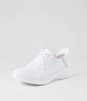 SKECHERS Ultra Flex 3 White Fabric Sneakers