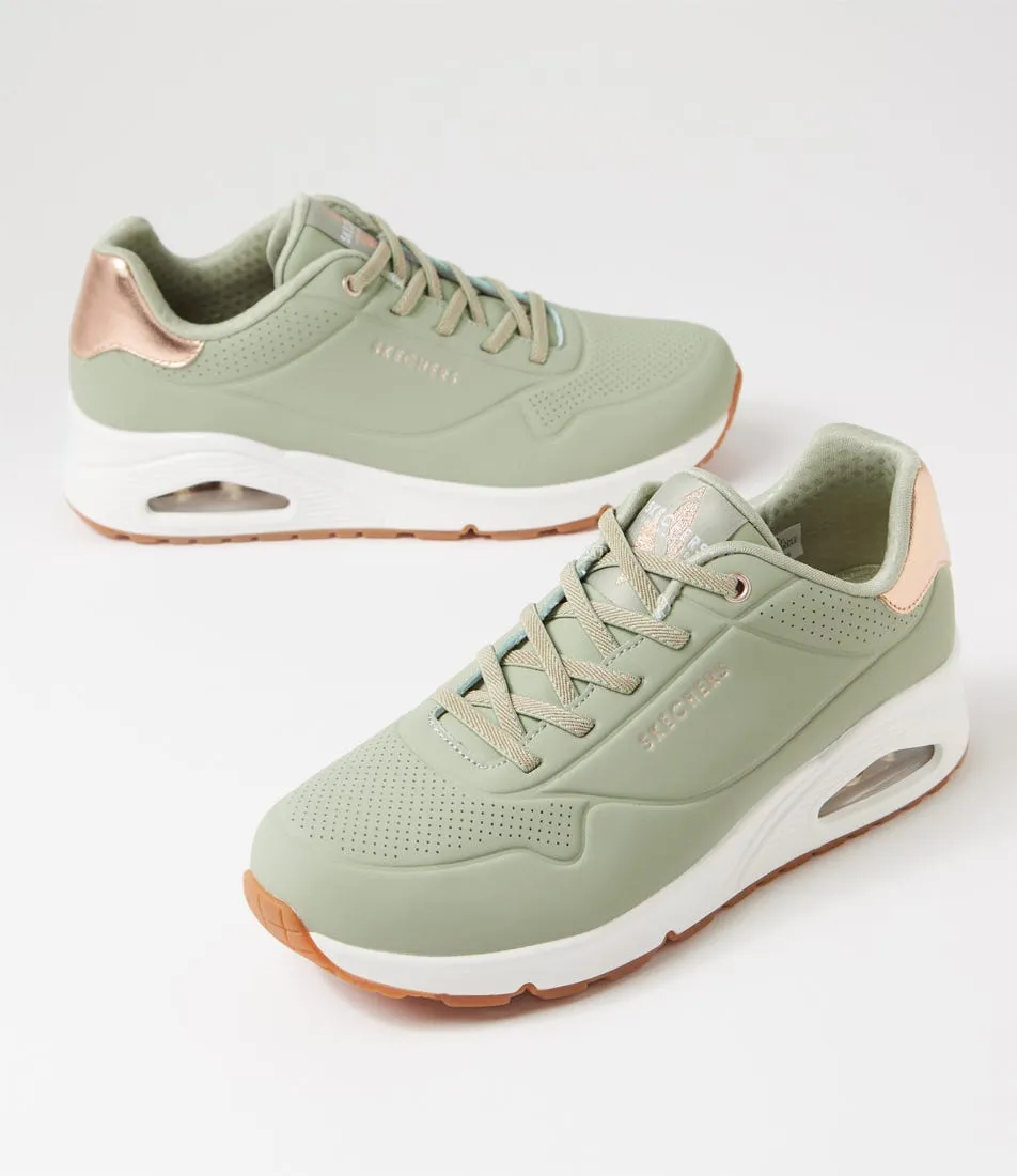 SKECHERS Uno Shimmer Away Sage Sneakers