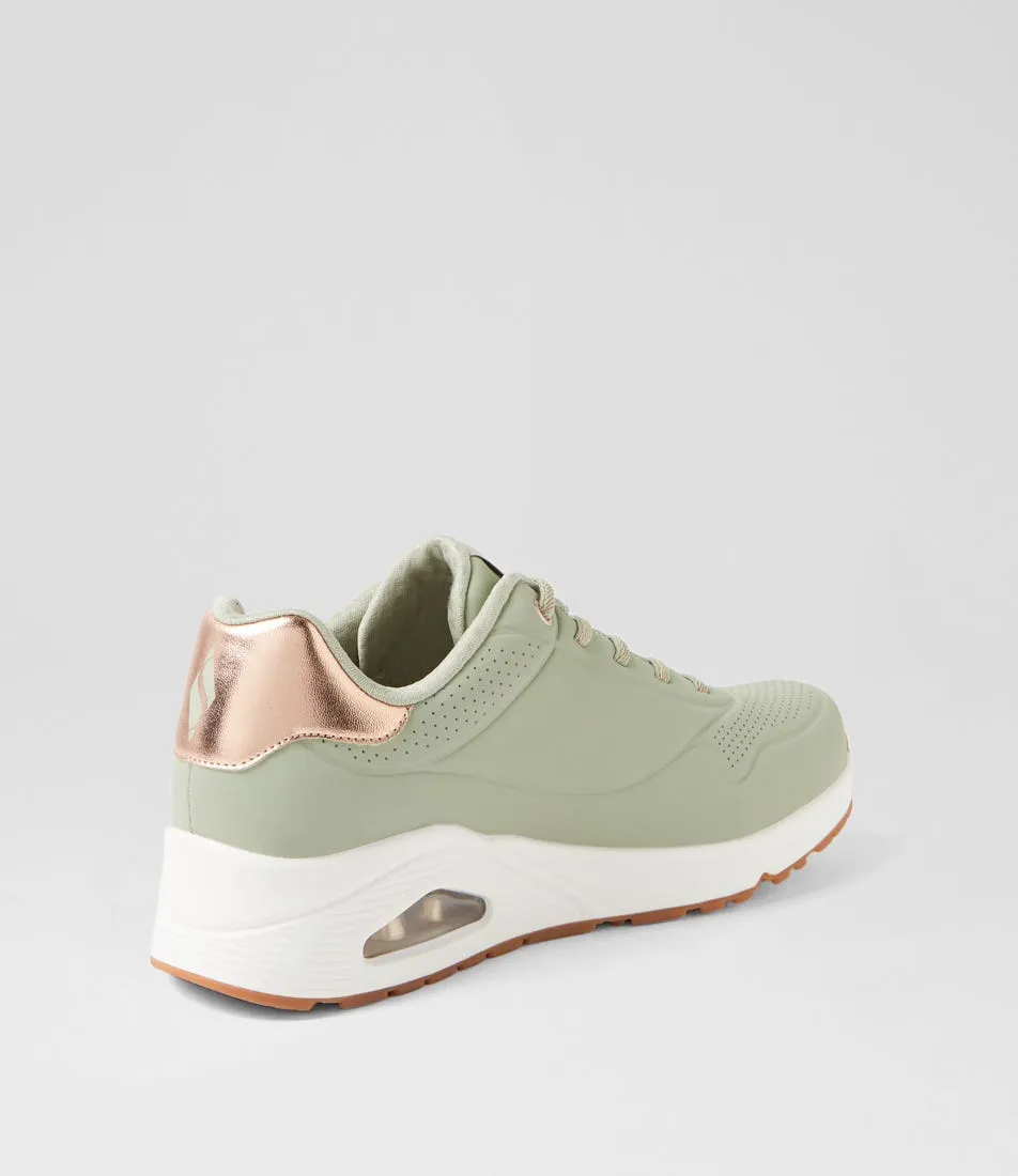 SKECHERS Uno Shimmer Away Sage Sneakers