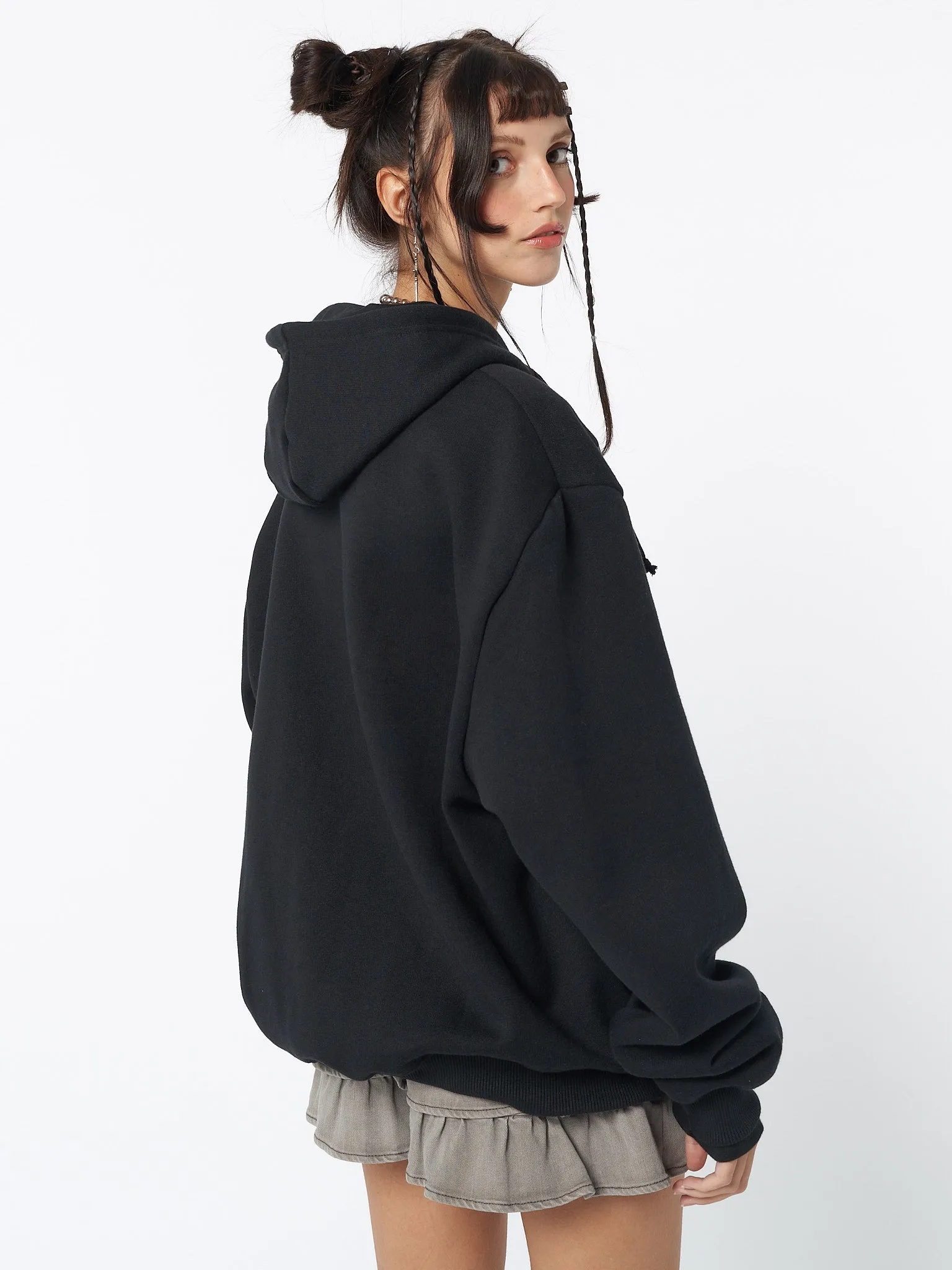 Skeleton Black Oversized Zip Up Hoodie