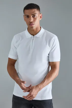 Slim 1/4 Zip Pique Golf Polo