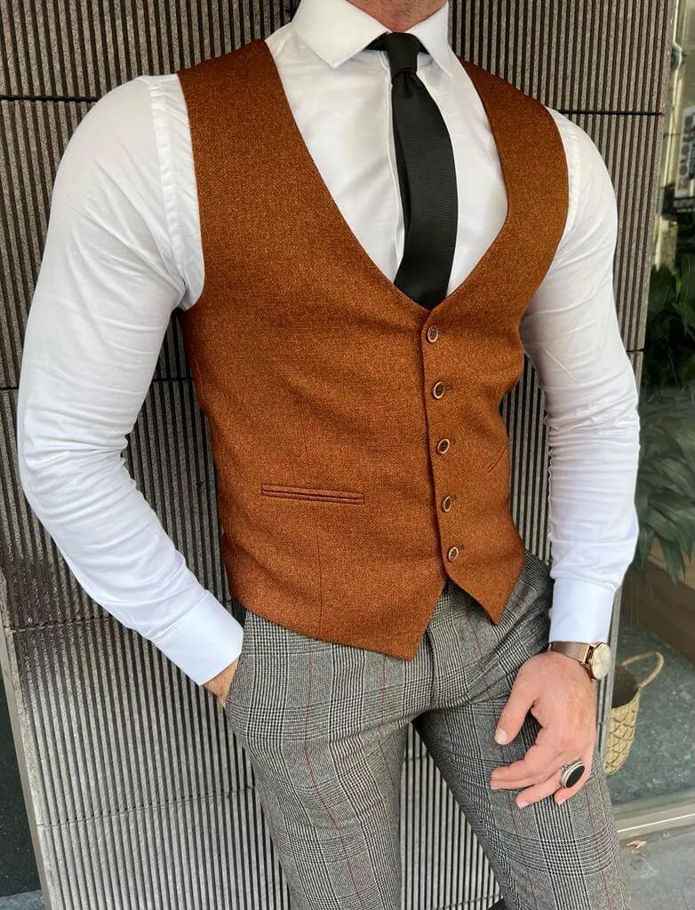 Slim Fit Camel Waistcoat