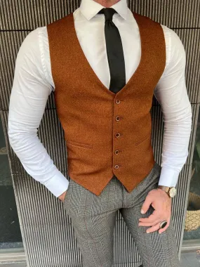 Slim Fit Camel Waistcoat