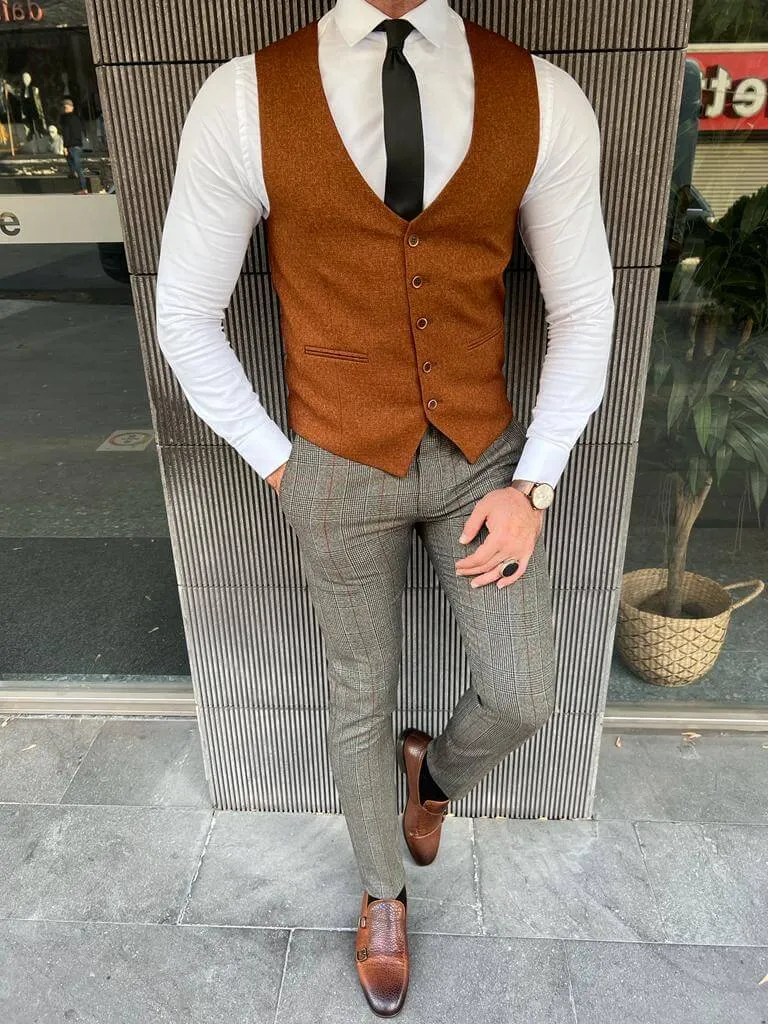 Slim Fit Camel Waistcoat