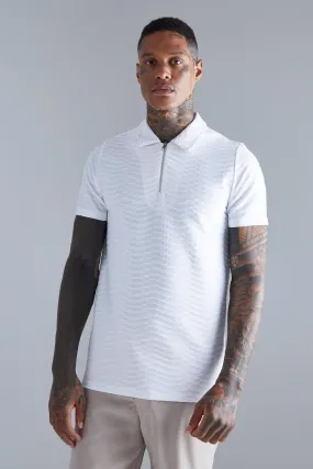 Slim Fit Wavy Jacquard Polo