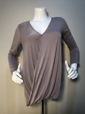 SOMA LOUNGEWEAR Grey Rayon Knit Long Sleeve V-Neck Top, Small