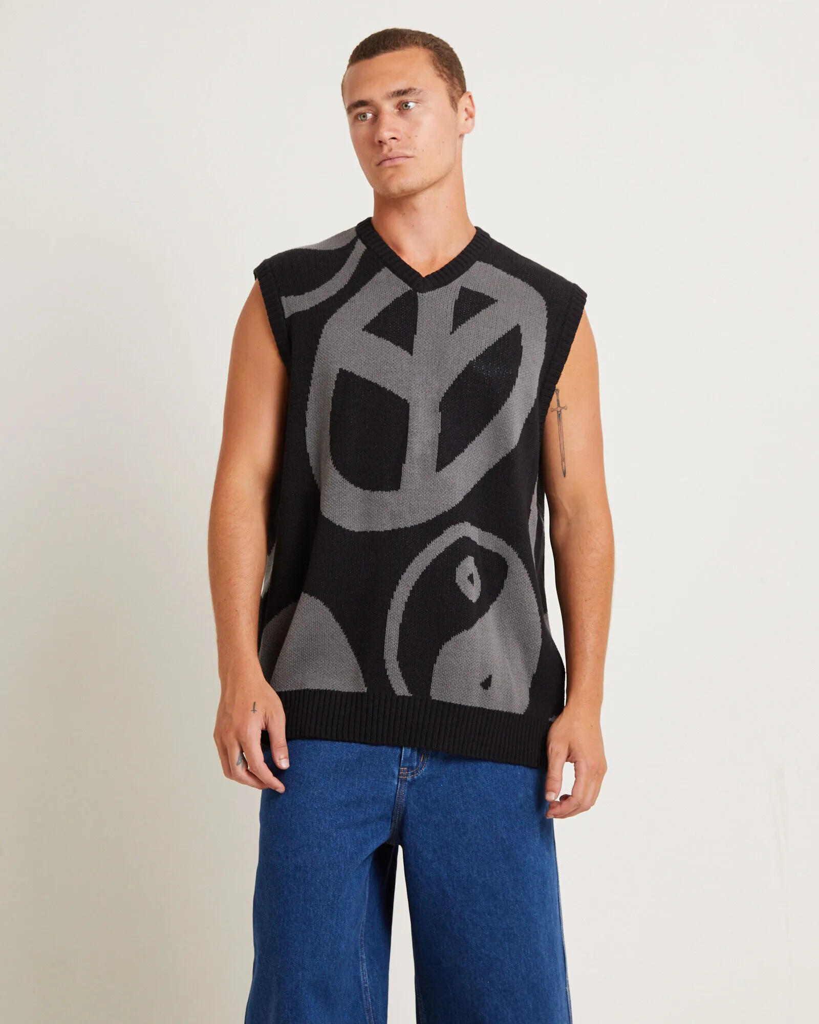 Spencer Project Peace Corp Knitted Vest in Black