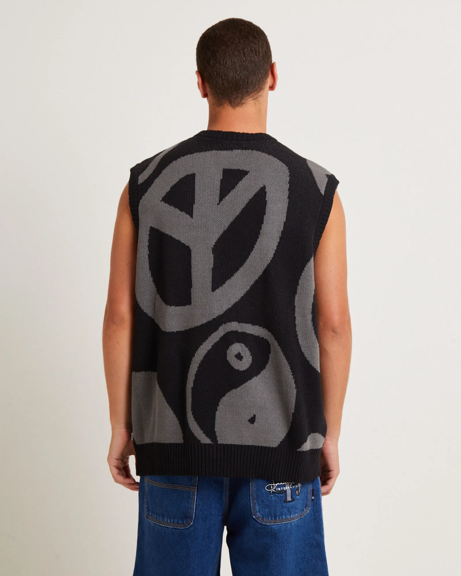 Spencer Project Peace Corp Knitted Vest in Black