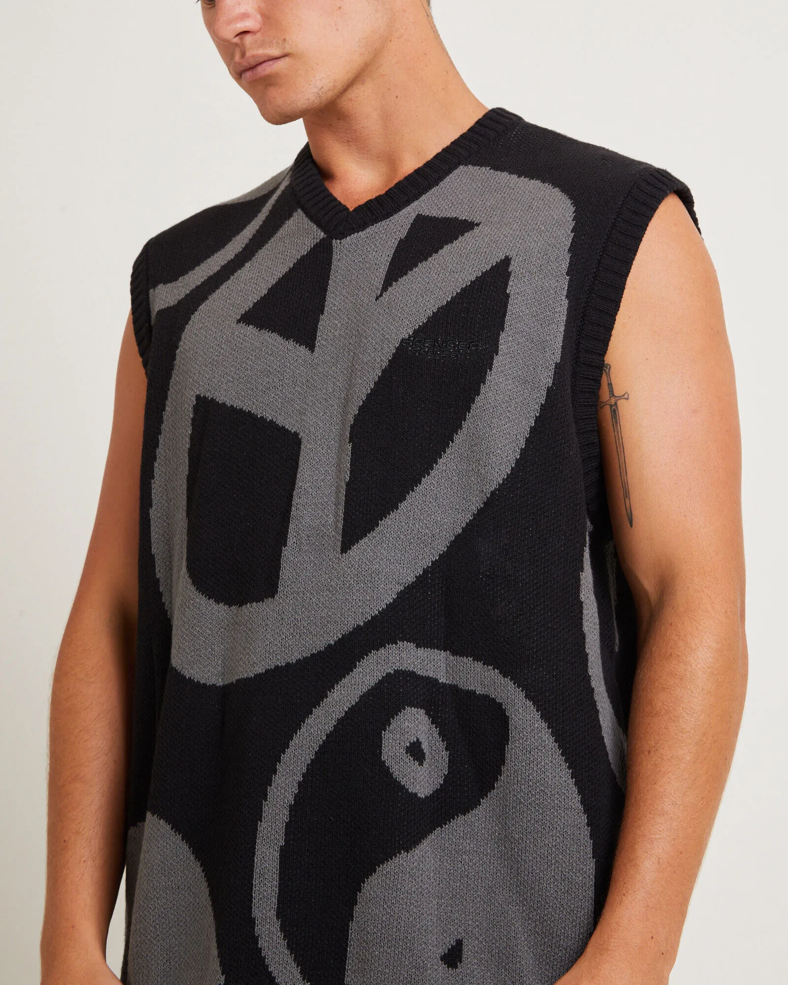 Spencer Project Peace Corp Knitted Vest in Black