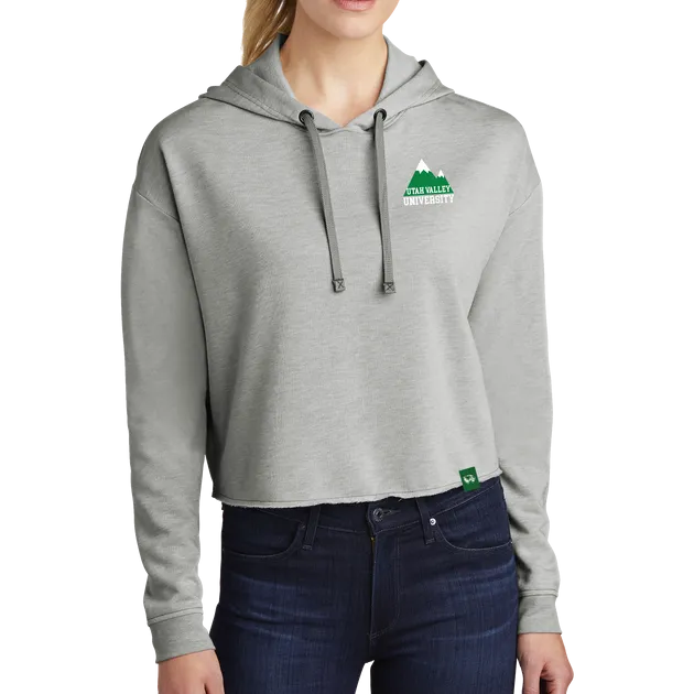 Sport-Tek Ladies PosiCharge Tri-Blend Wicking Fleece Crop Hooded Pullover - Mountain