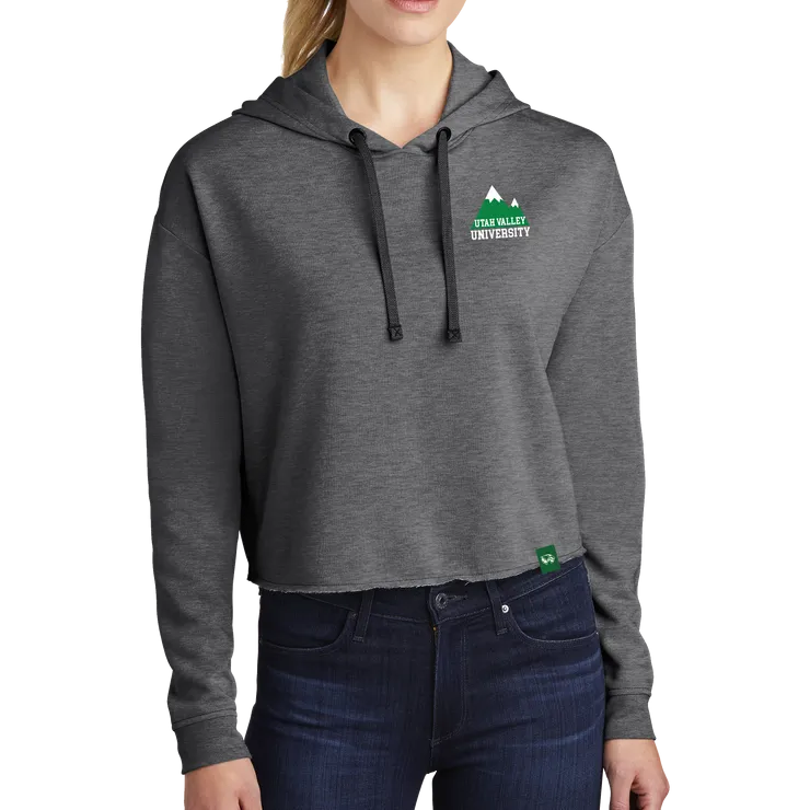 Sport-Tek Ladies PosiCharge Tri-Blend Wicking Fleece Crop Hooded Pullover - Mountain