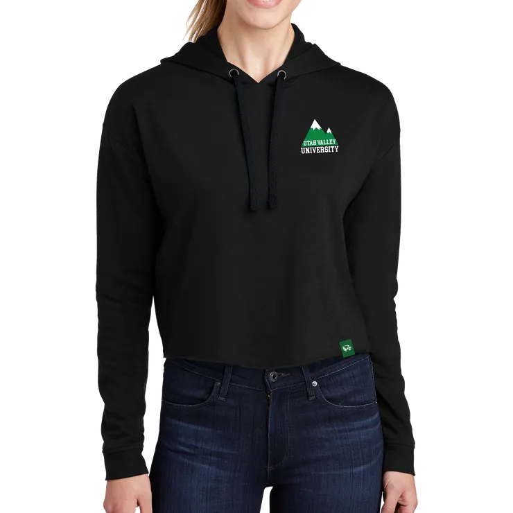 Sport-Tek Ladies PosiCharge Tri-Blend Wicking Fleece Crop Hooded Pullover - Mountain