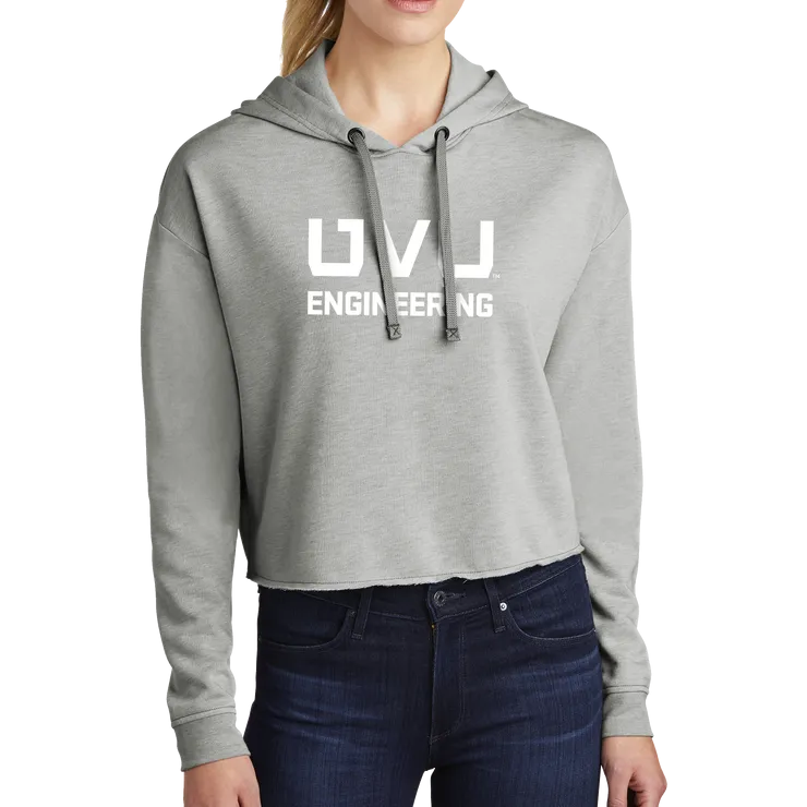 Sport-Tek Ladies PosiCharge Tri-Blend Wicking Fleece Crop Hooded Pullover - UVU Engineering