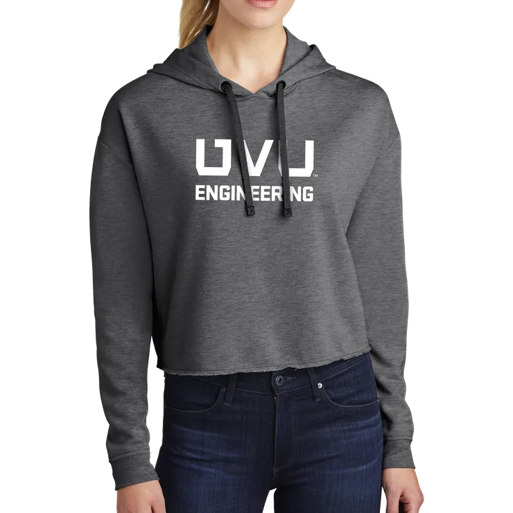 Sport-Tek Ladies PosiCharge Tri-Blend Wicking Fleece Crop Hooded Pullover - UVU Engineering