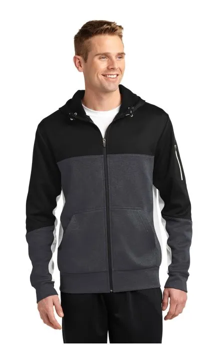 Sport-Tek ST245 Tech Fleece Colorblock Full-Zip Hooded Jacket