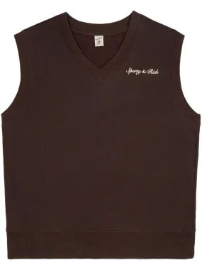 Sporty & Rich Syracuse embroidered cotton vest - Brown