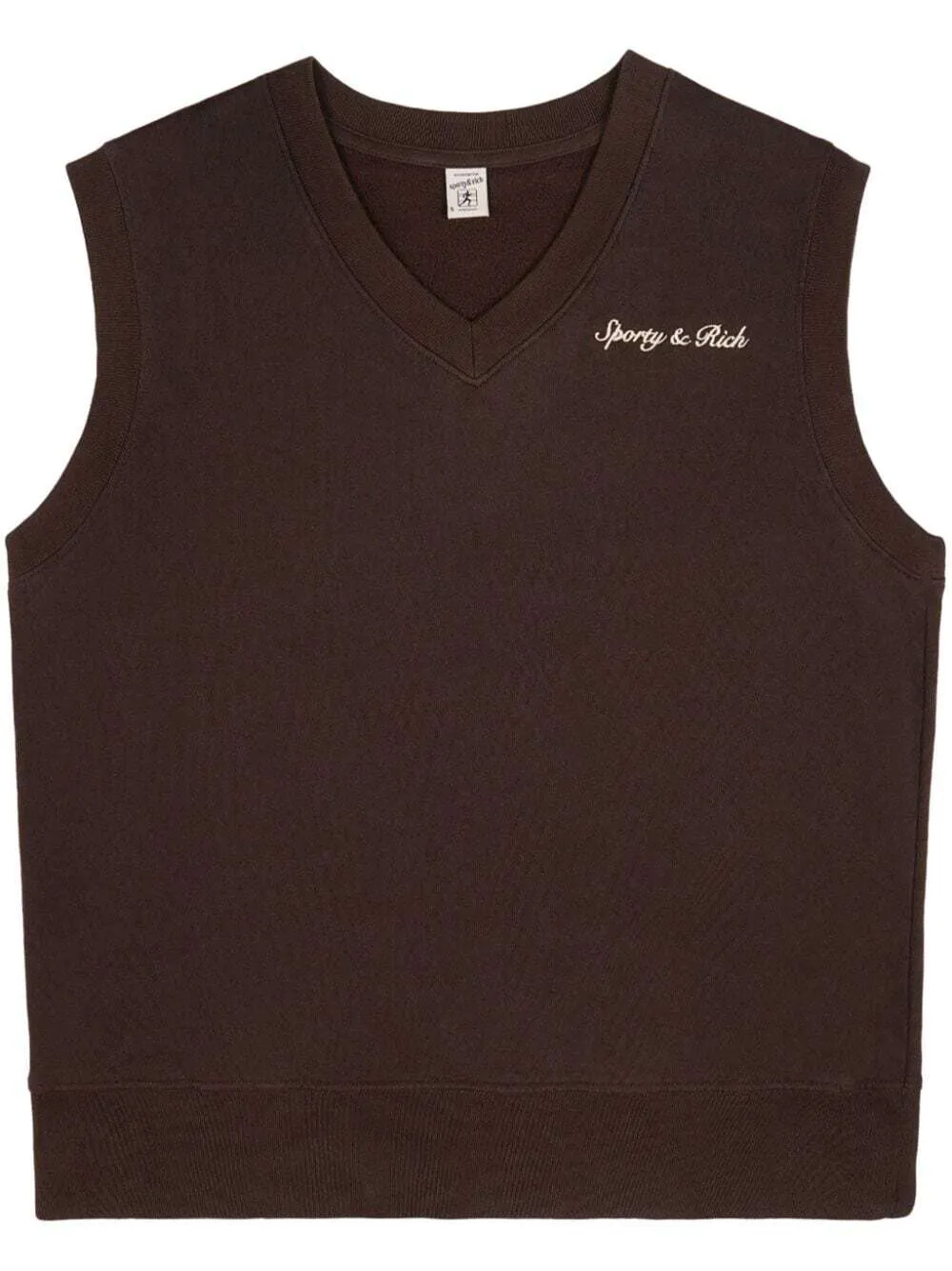 Sporty & Rich Syracuse embroidered cotton vest - Brown