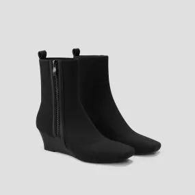   Square-Toe Water-Repellent Zipper Boots (Micaela)