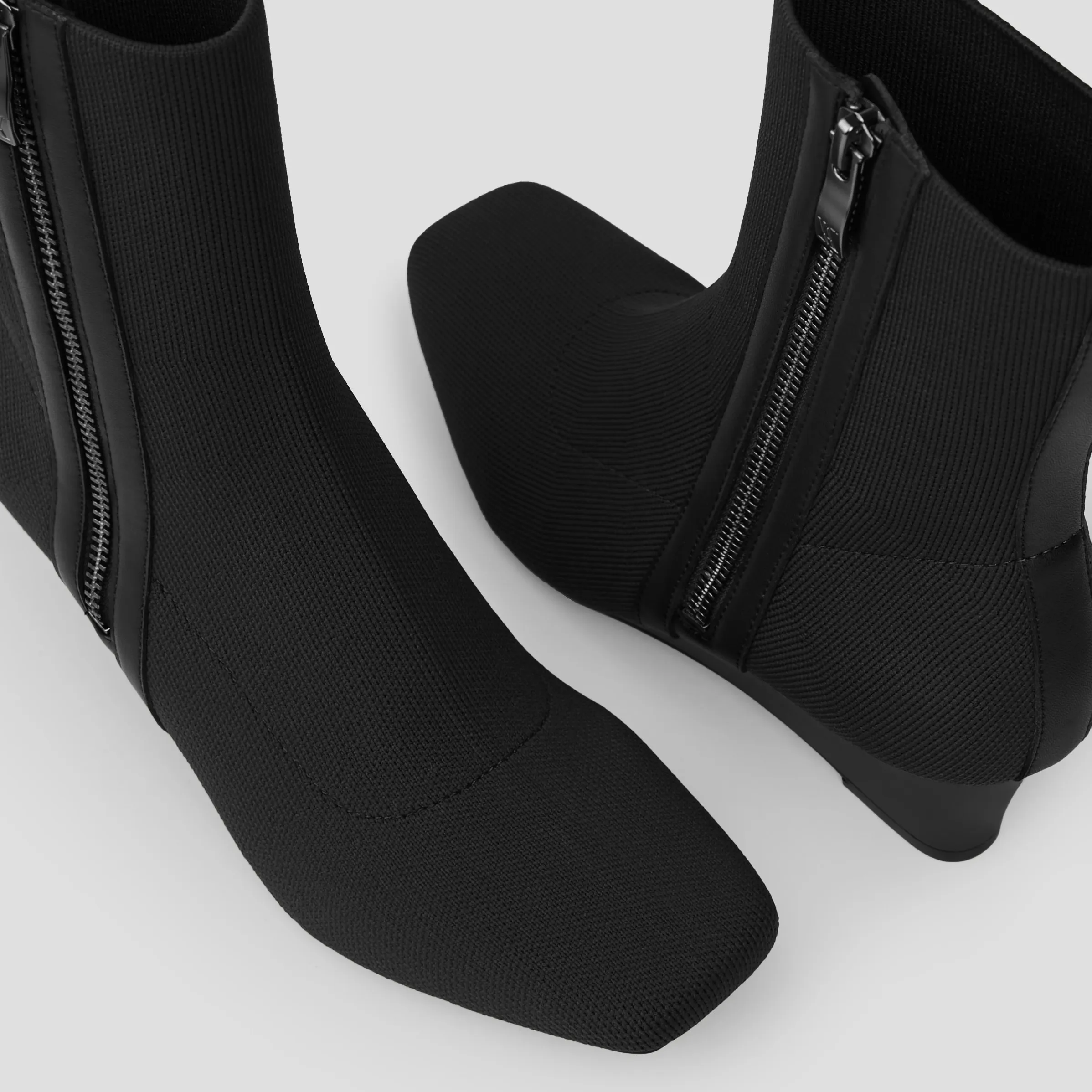   Square-Toe Water-Repellent Zipper Boots (Micaela)