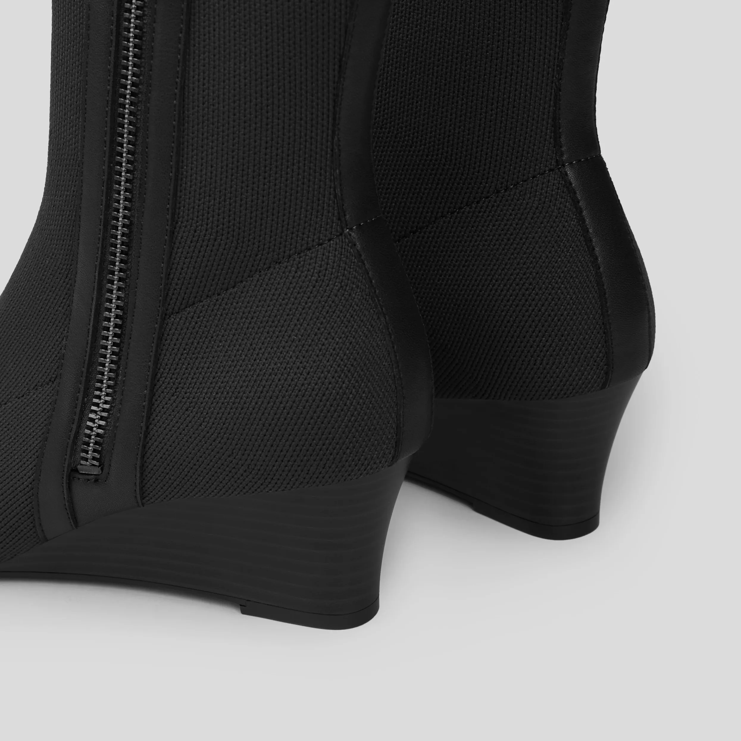   Square-Toe Water-Repellent Zipper Boots (Micaela)