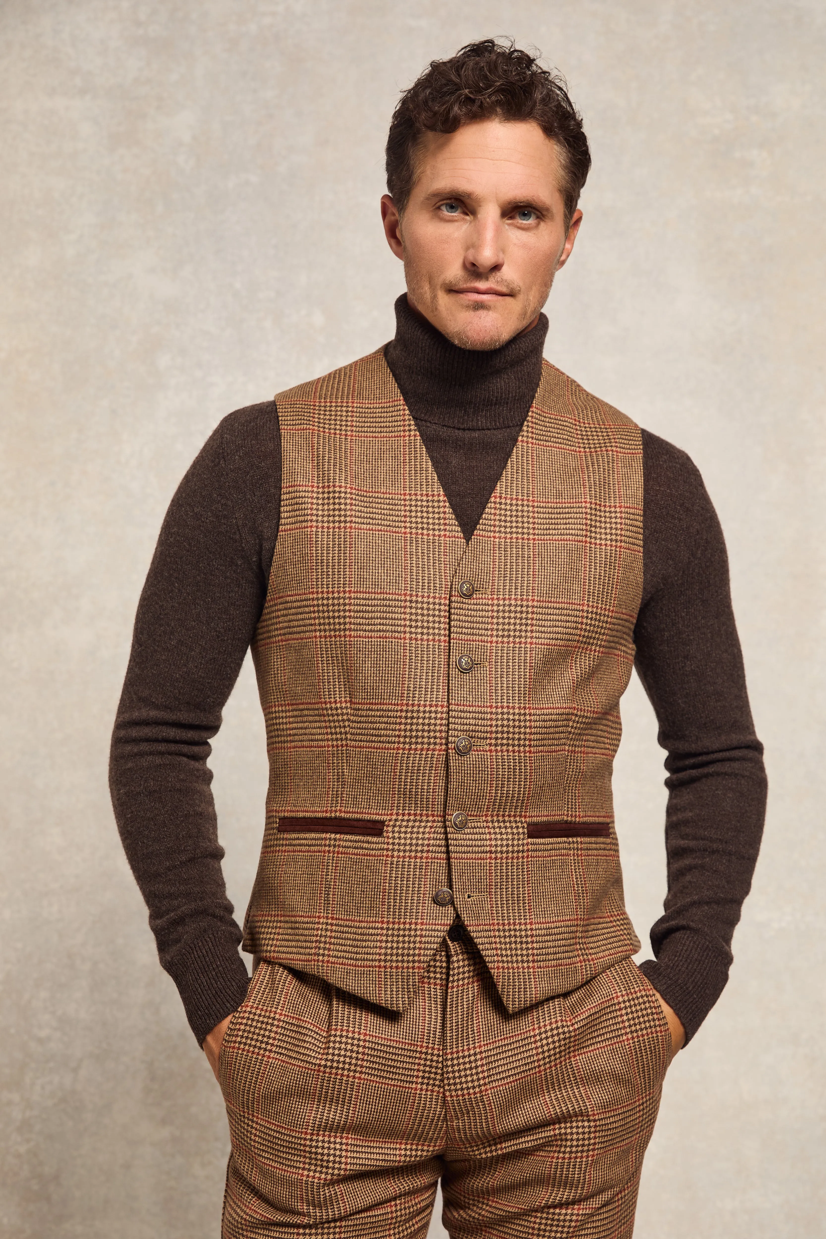 St James Waistcoat (Clarence Check Merlot)