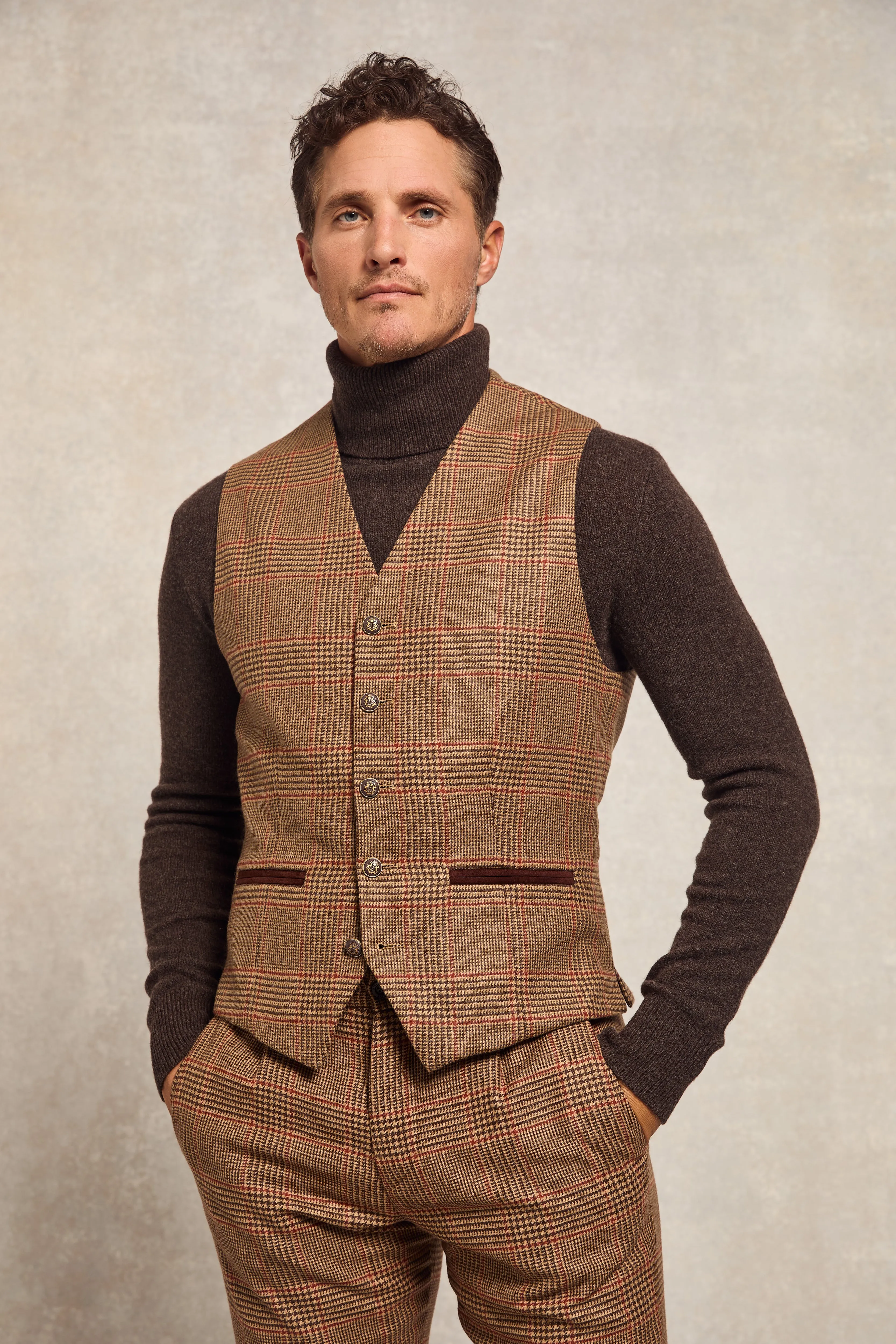 St James Waistcoat (Clarence Check Merlot)