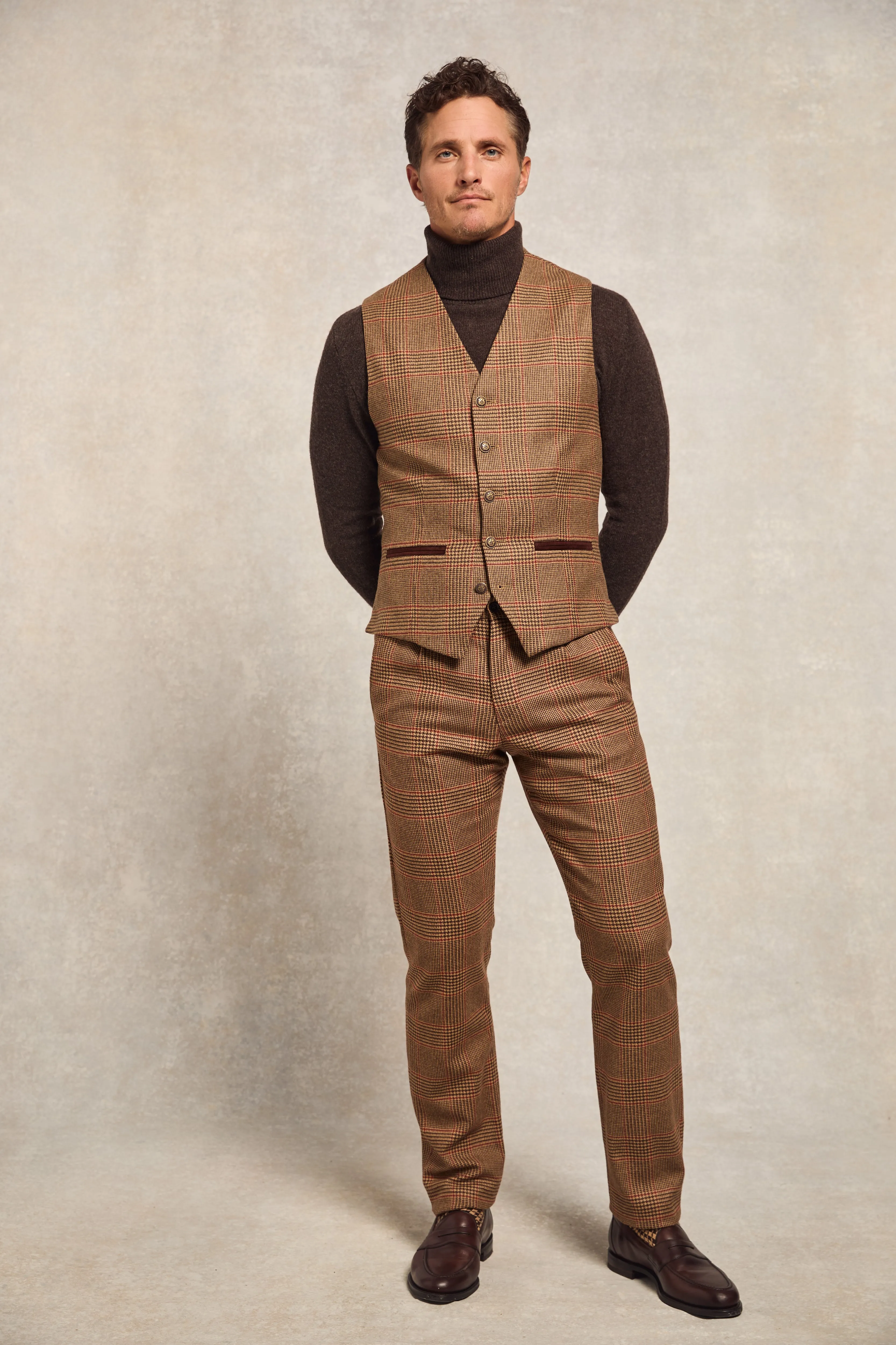 St James Waistcoat (Clarence Check Merlot)