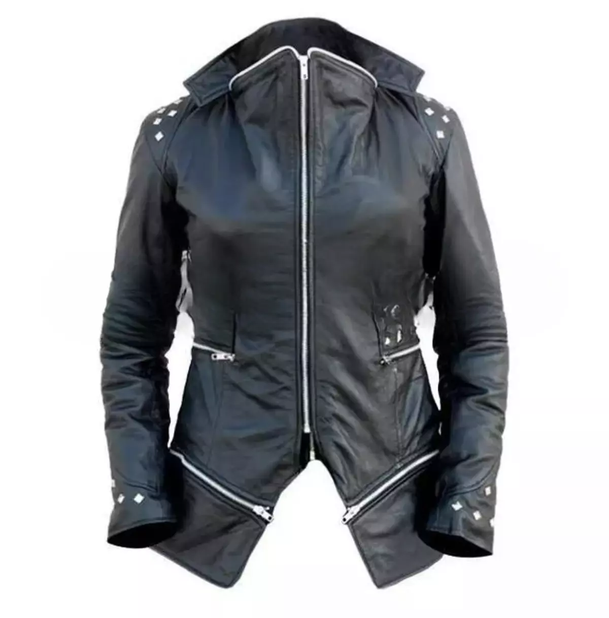 Steampunk Men's Leather Skin Biker Jacket With Red Stripes