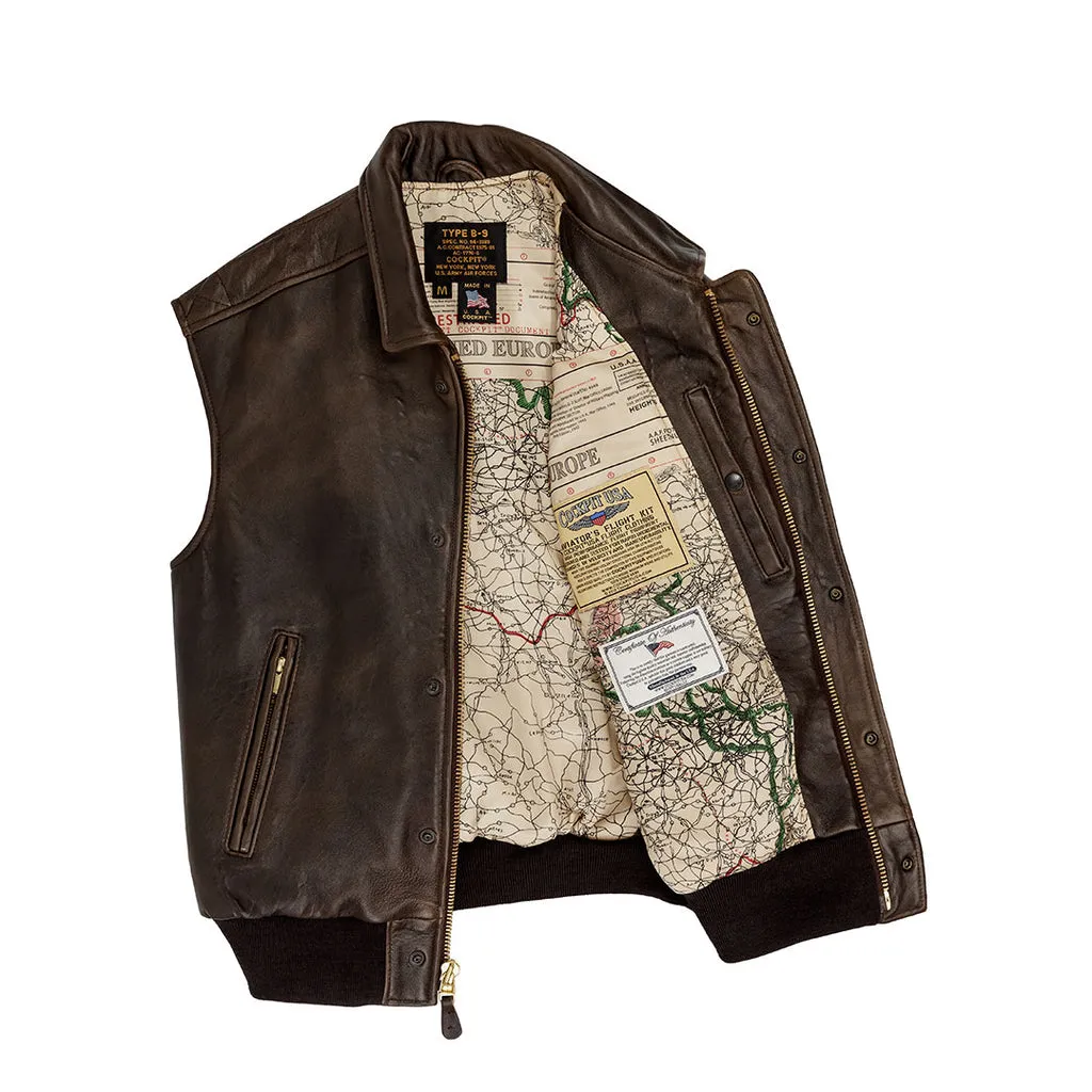 Stearman Dark Brown Long Leather Vest | Cockpit USA