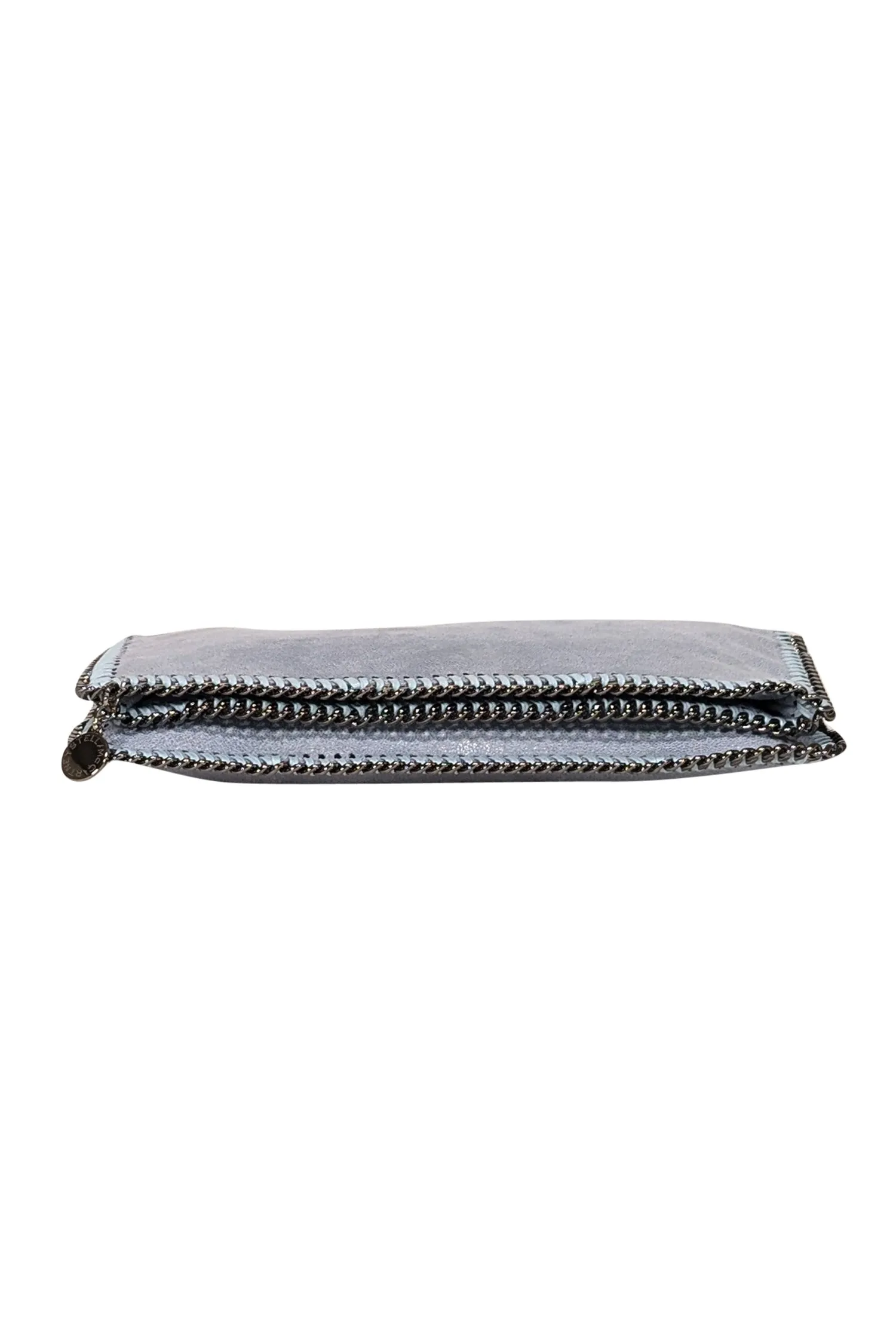 Stella McCartney - Pale Blue Vegetarian Suede Falabella Fold Over Clutch