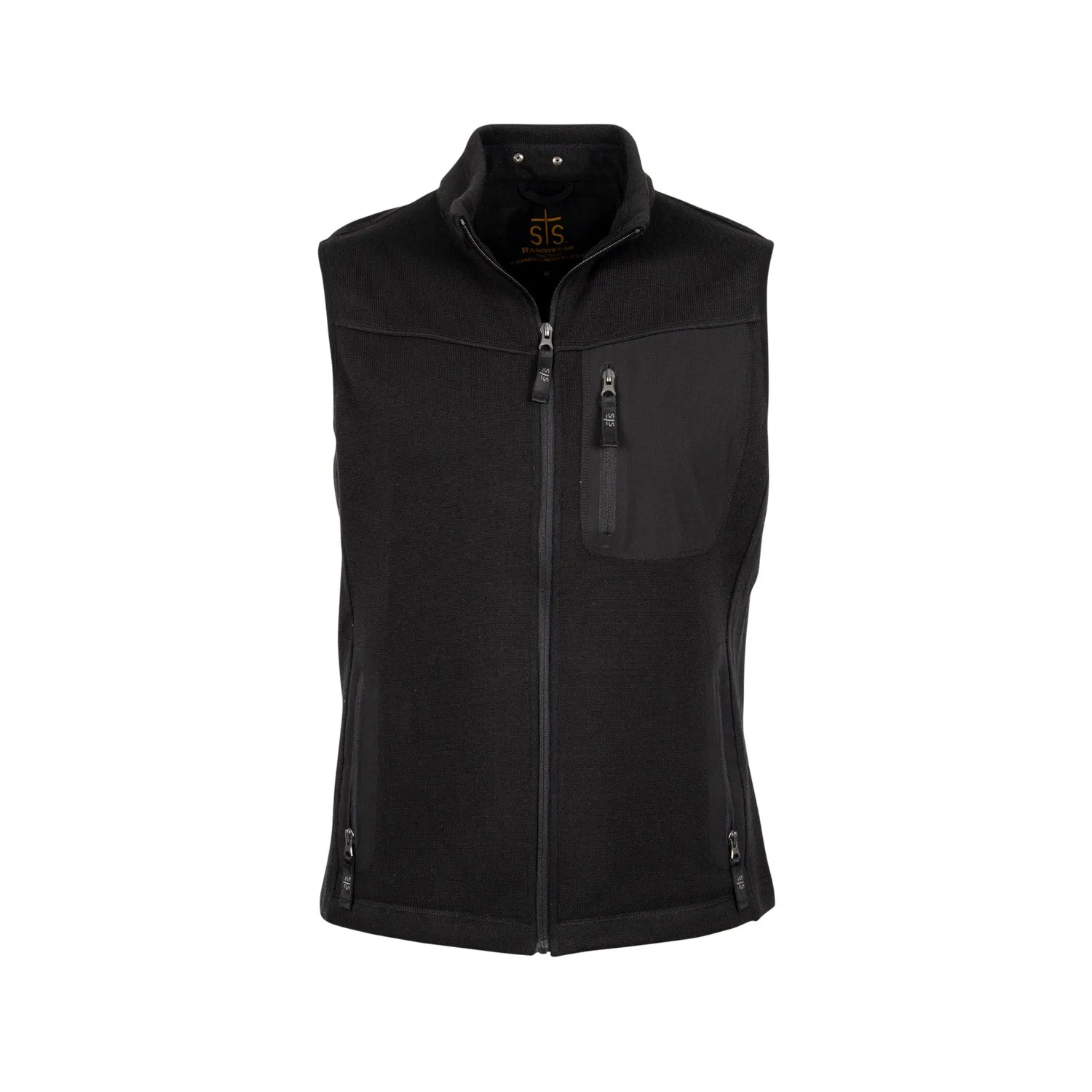 STS Ranchwear Mens Lane Black 100% Polyester Fleece Vest