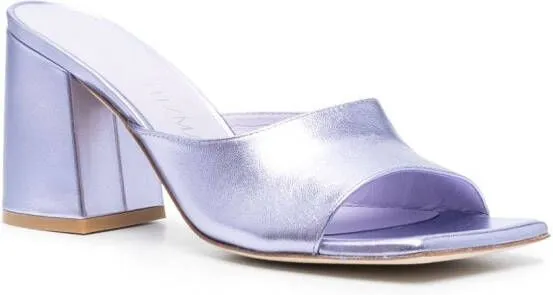 Stuart Weitzman Tia 85mm metallic-finish mules Purple