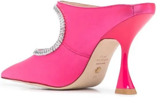 Stuart Weitzman XCurve Crystal 100mm mules Pink